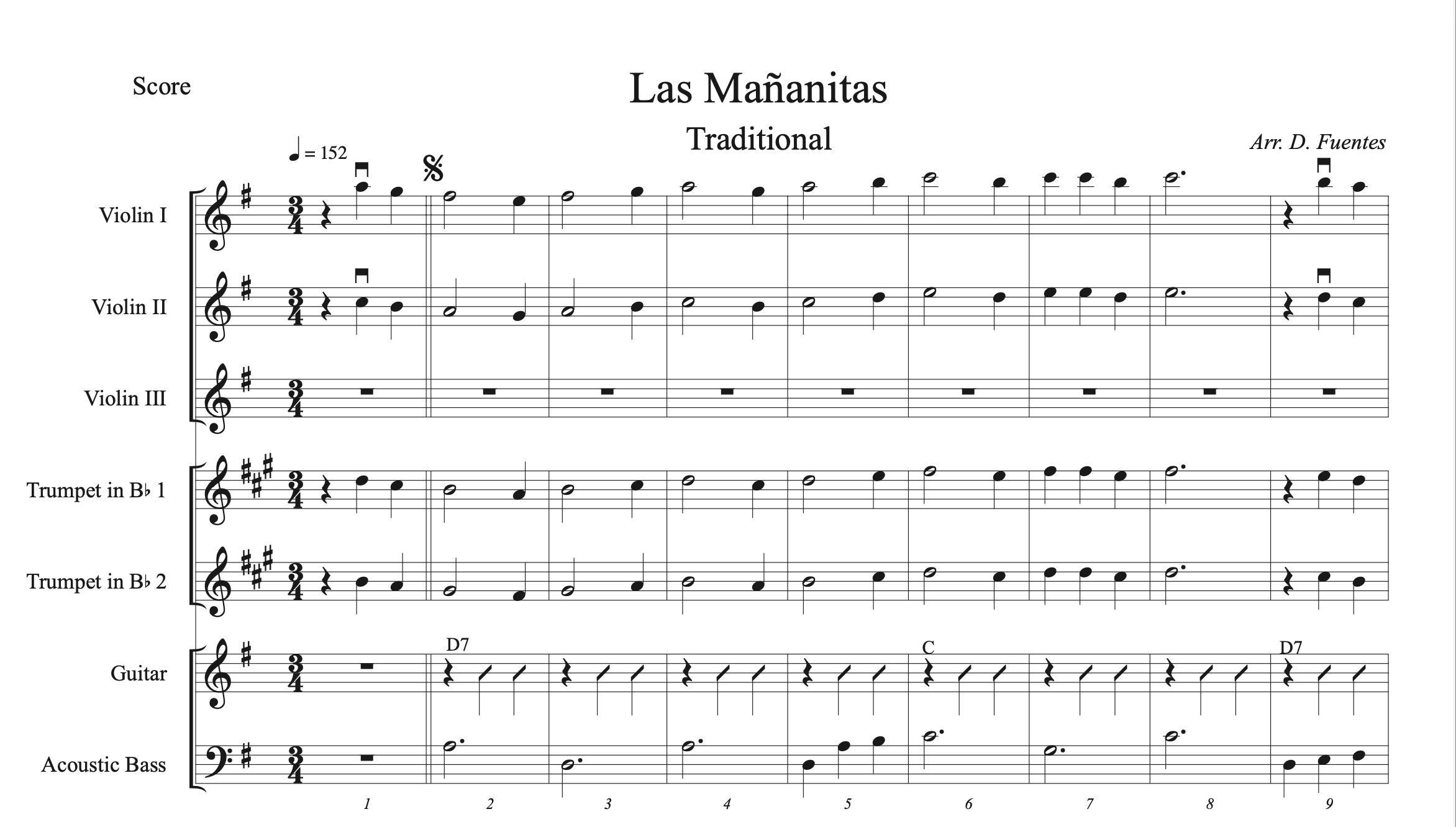 Las Mañanitas Key of G Tono Sol
